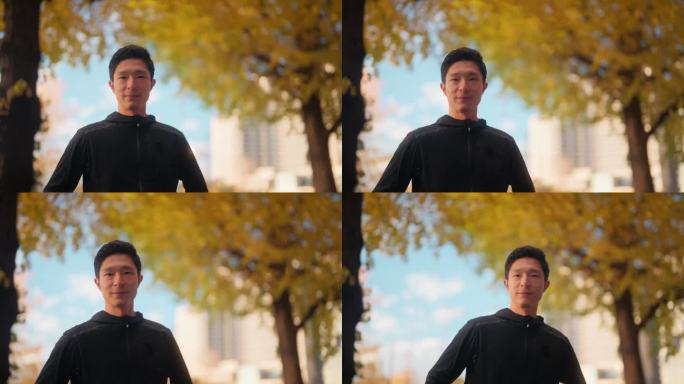 城市中男性跑步者的肖像
