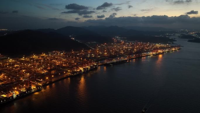 宁波舟山港 码头 港口夜景