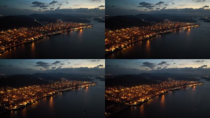 宁波舟山港 码头 港口夜景