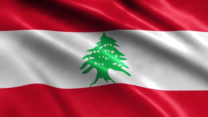 黎巴嫩国旗国家旗帜挥舞3D循环动画。高品质的4K分辨率。