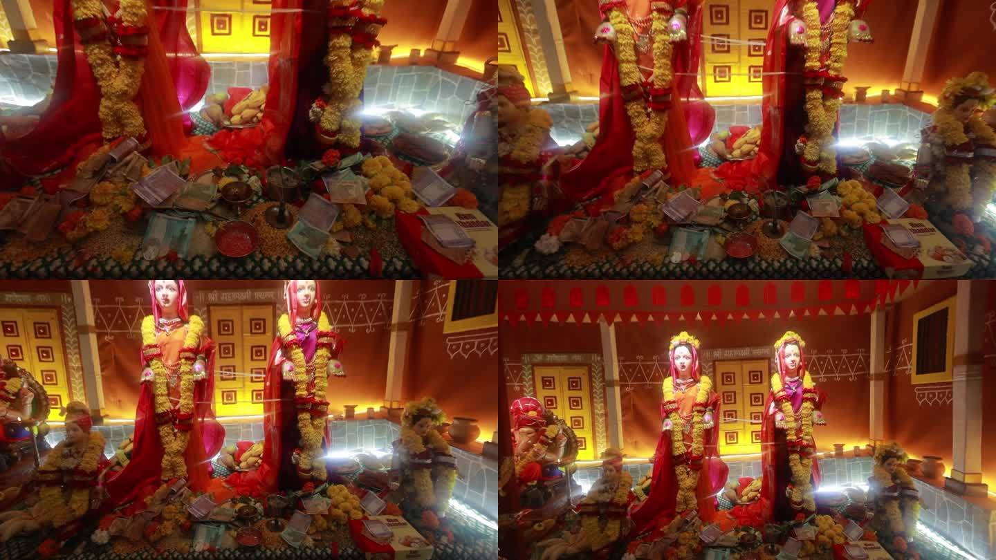 女神Gauri pujan和主Ganesha chaturthi的装饰