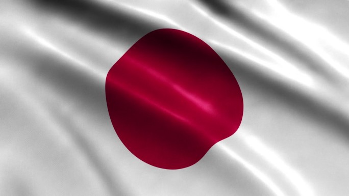 日本国旗国家旗帜挥舞3D循环动画。高品质的4K分辨率。