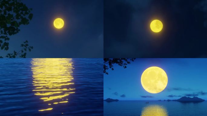 金色月亮 湖边月亮