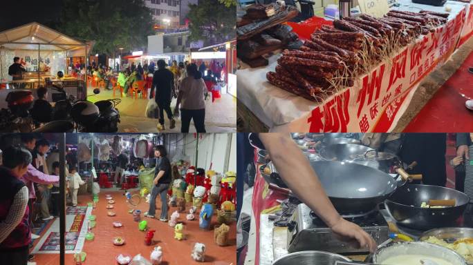 夜晚集市夜生活美食广场网红夜市