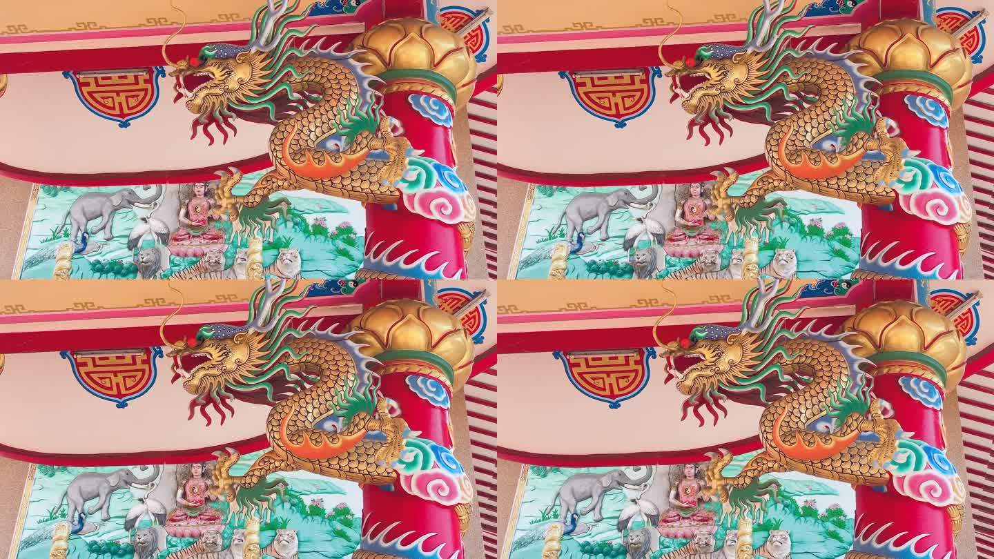 龙像，龙的象征，龙的中文，是一个美丽的泰国和中国建筑的神社，寺庙。这是中国新年庆祝活动中好运和繁荣的