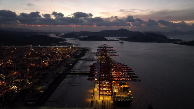 宁波舟山港 码头 港口夜景