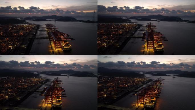 宁波舟山港 码头 港口夜景