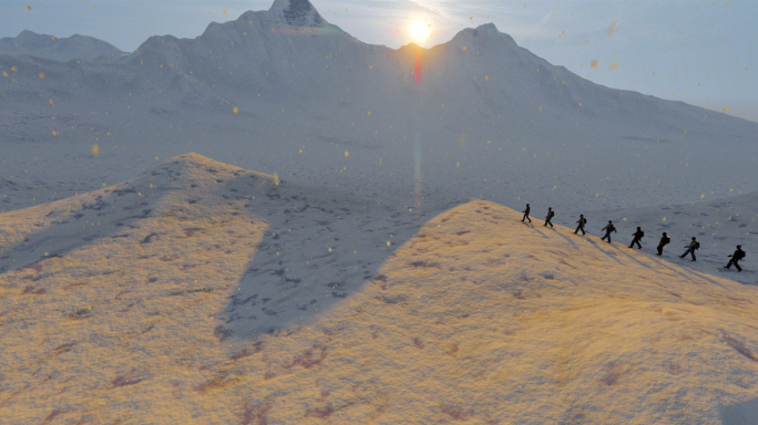 4K团队攀登雪山爬雪山过雪山登顶团队精神