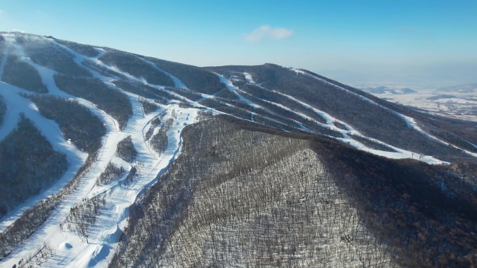 吉林市松花湖滑雪场冬季风光冰雪运动航拍