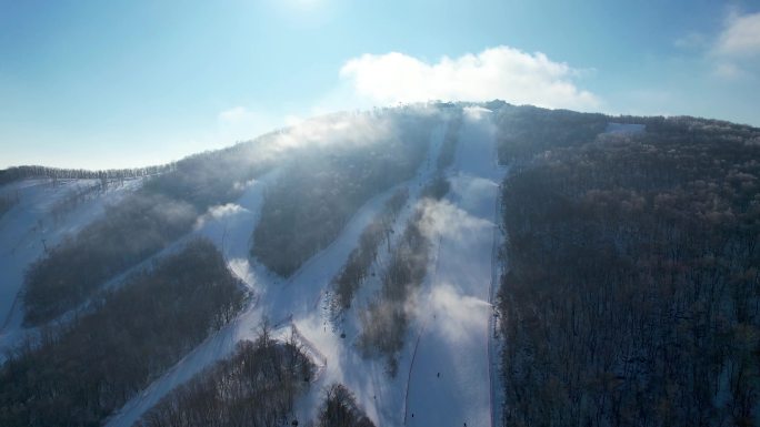 吉林市松花湖滑雪场冬季风光冰雪运动航拍