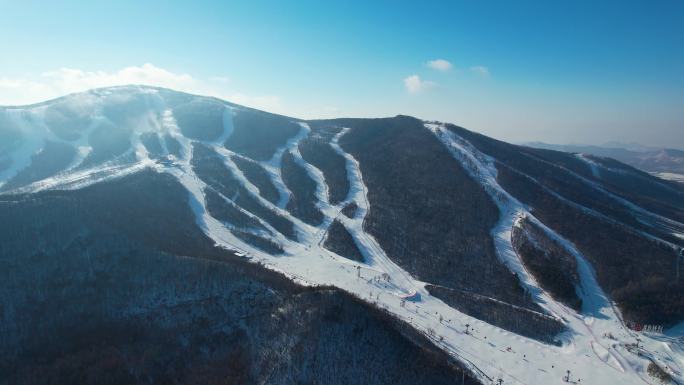 吉林市松花湖滑雪场冬季风光冰雪运动航拍