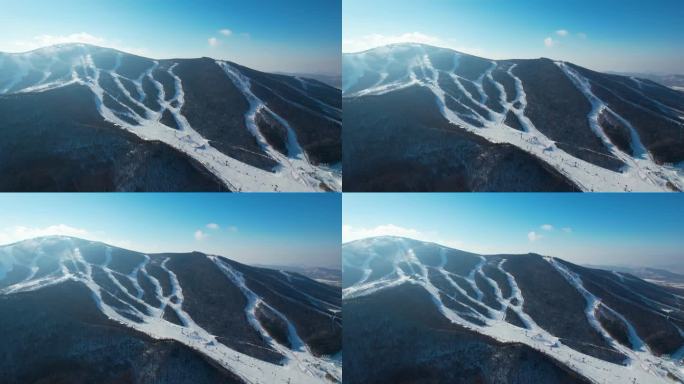 吉林市松花湖滑雪场冬季风光冰雪运动航拍