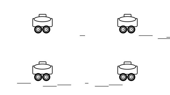 动画汽车线图标上的白色背景。