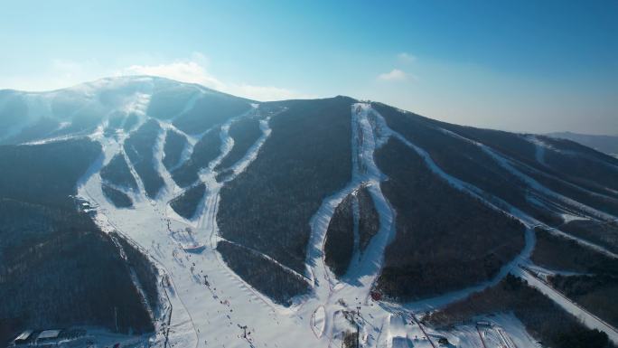 吉林市松花湖滑雪场冬季风光冰雪运动航拍