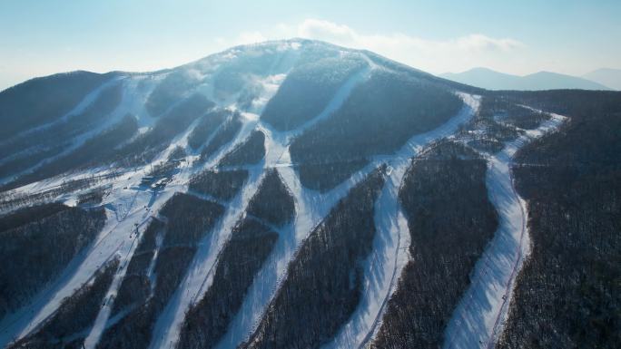 吉林市松花湖滑雪场冬季风光冰雪运动航拍