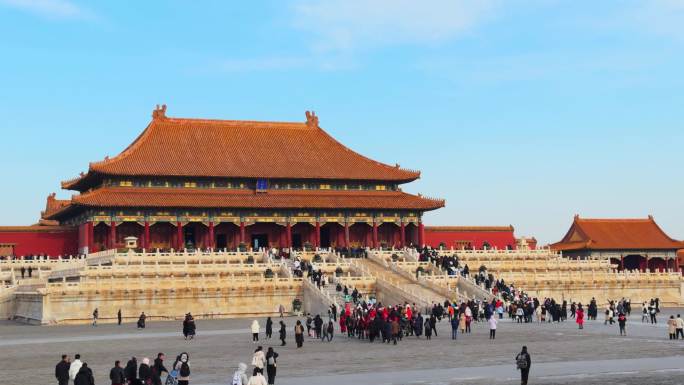 原创4K冬天北京故宫游客景象实拍