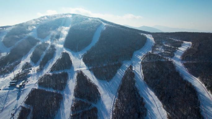 吉林市松花湖滑雪场冬季风光冰雪运动航拍