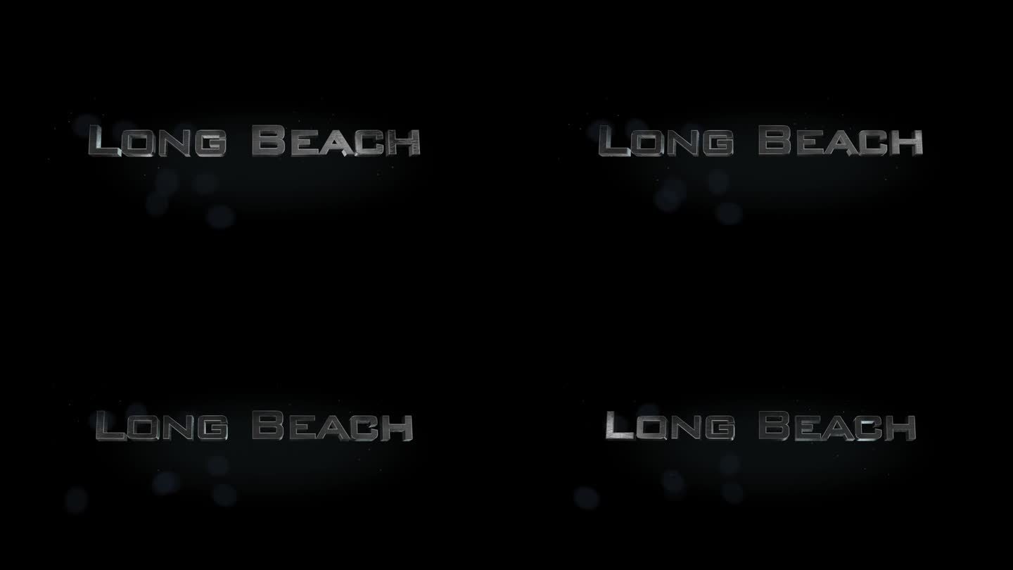 长滩3D标题字制作与金属动画文本透明黑色