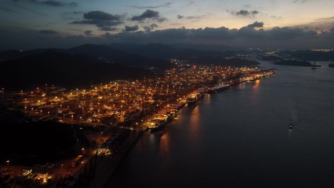 宁波舟山港 码头 港口夜景