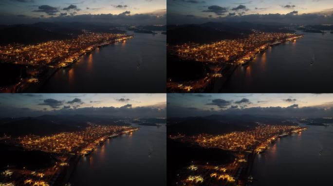 宁波舟山港 码头 港口夜景