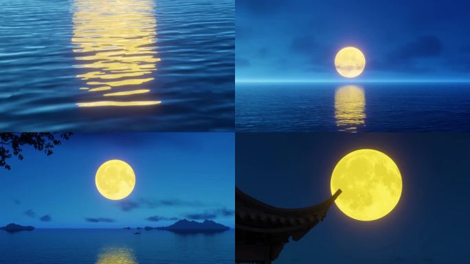 中国风 海上月亮