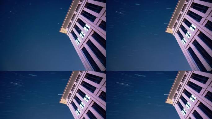 郑州夜空建筑物遮挡星轨