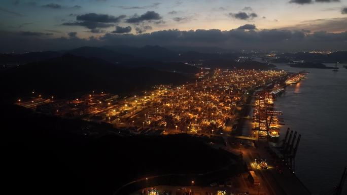 宁波舟山港 码头 港口夜景