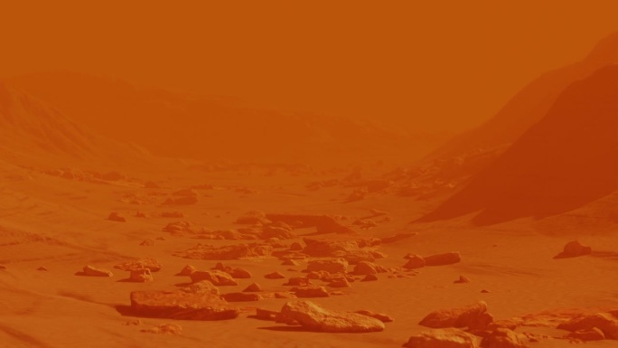 火星表面有黄色岩石的景观