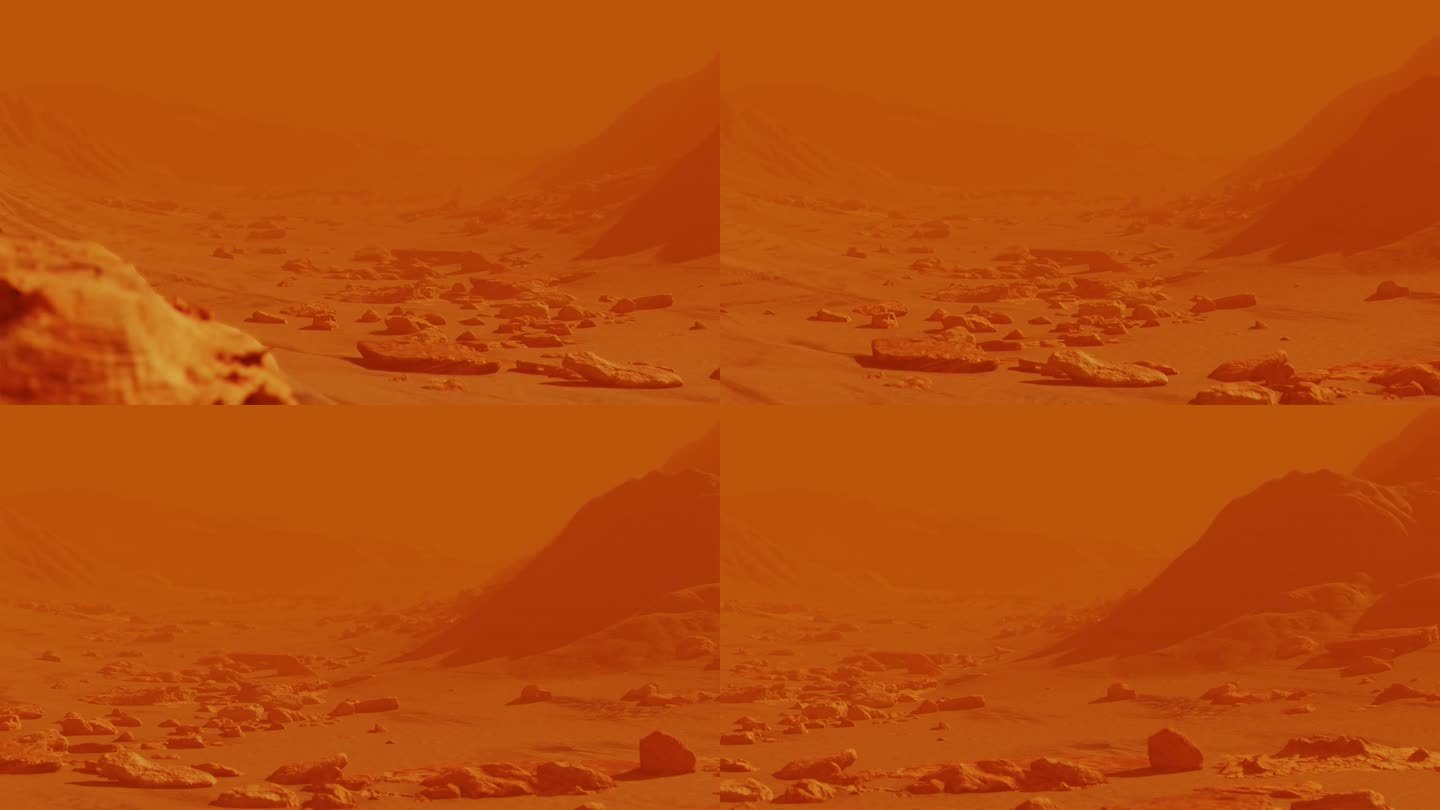 火星表面有黄色岩石的景观
