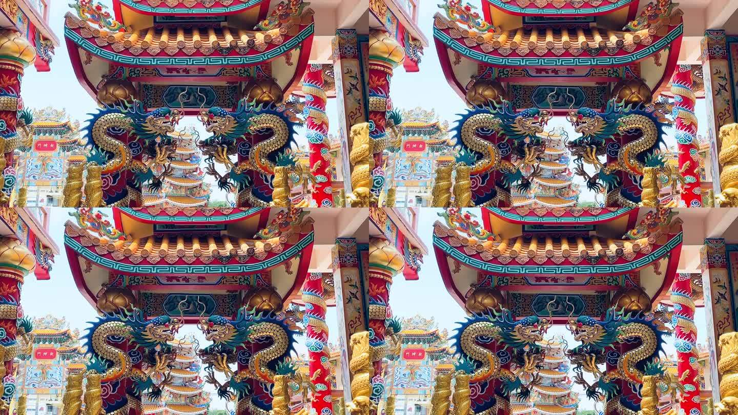 龙像，龙的象征，龙的中文，是一个美丽的泰国和中国建筑的神社，寺庙。这是中国新年庆祝活动中好运和繁荣的