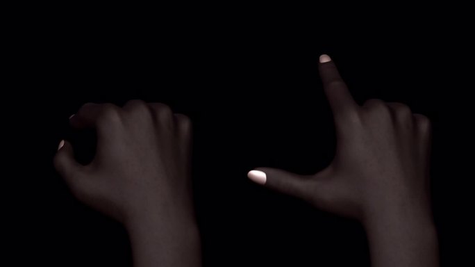 触屏手-深色皮肤女性- 7 -放大-透明环