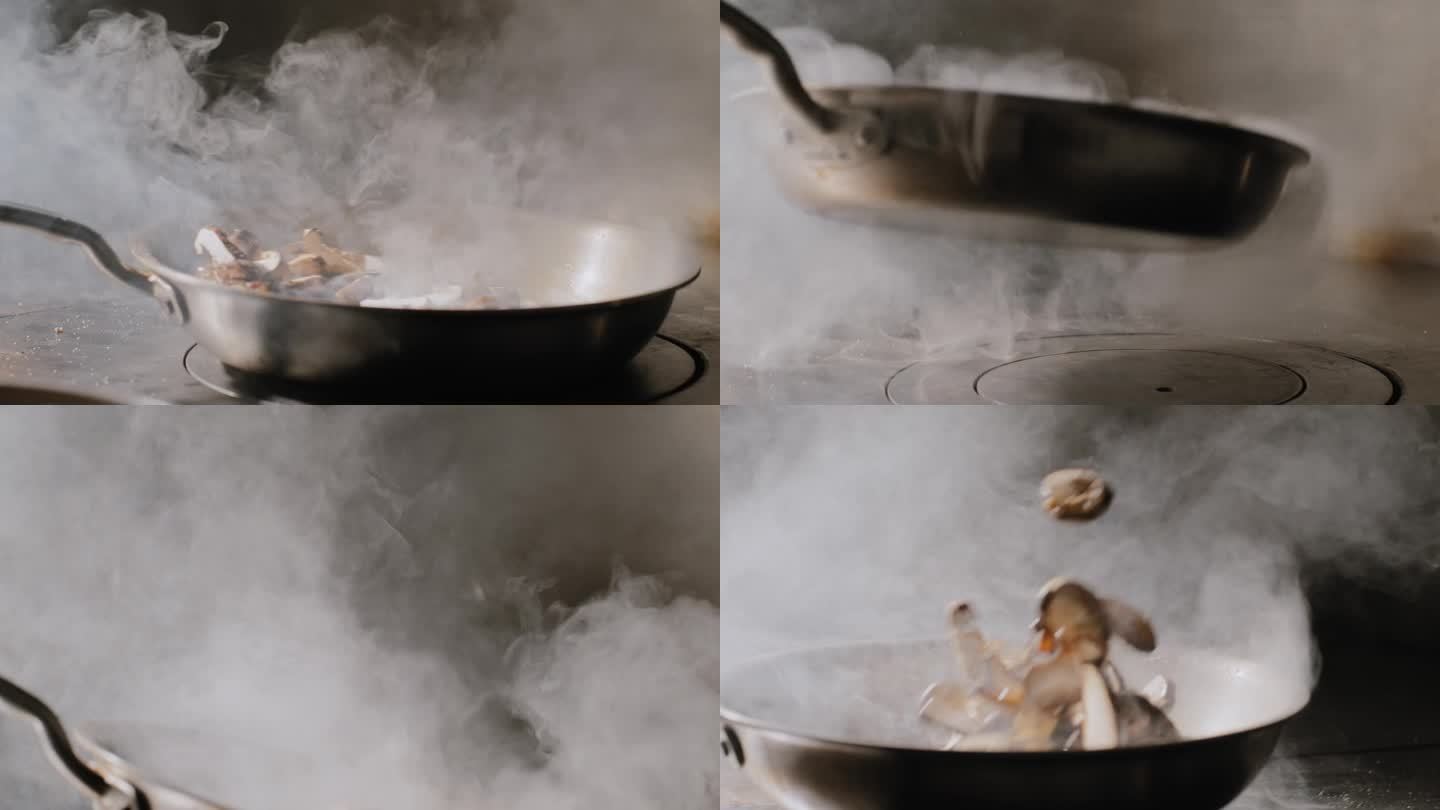 在热锅里蒸蘑菇