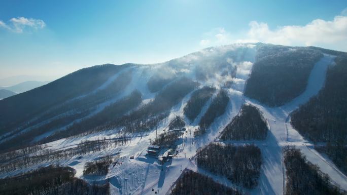 吉林市松花湖滑雪场冬季风光冰雪运动航拍