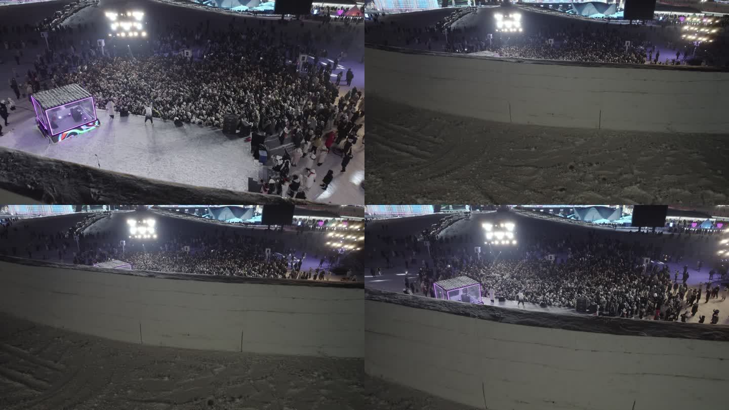 哈尔滨冰雪大世界蹦迪的热情的人群