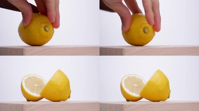 用刀切柠檬的4K视频。