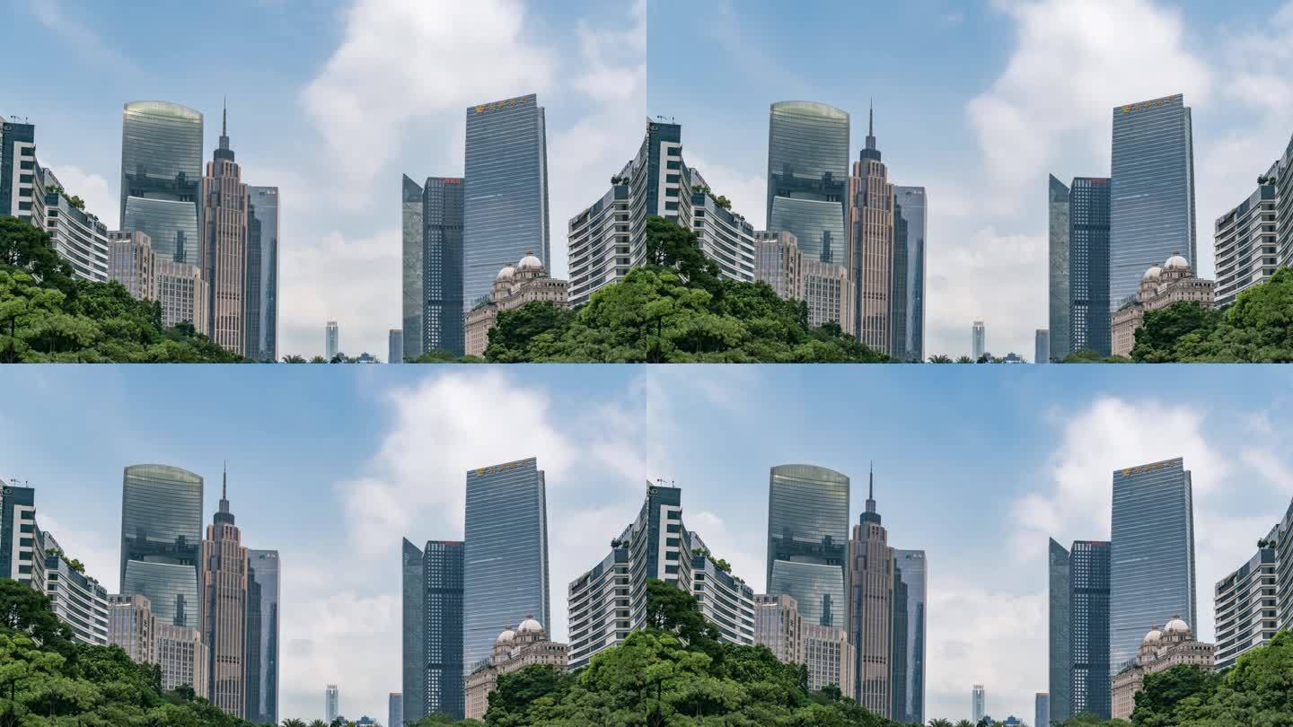 广州金融中心摩天大楼街景延迟拍摄4k
