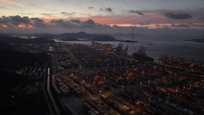 宁波舟山港 码头 港口夜景