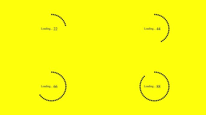 加载条计数图标在黄色背景上动画。