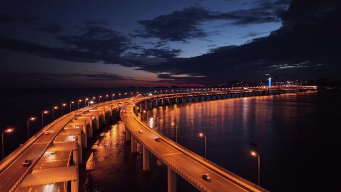 星海湾大桥绝美黄昏4K