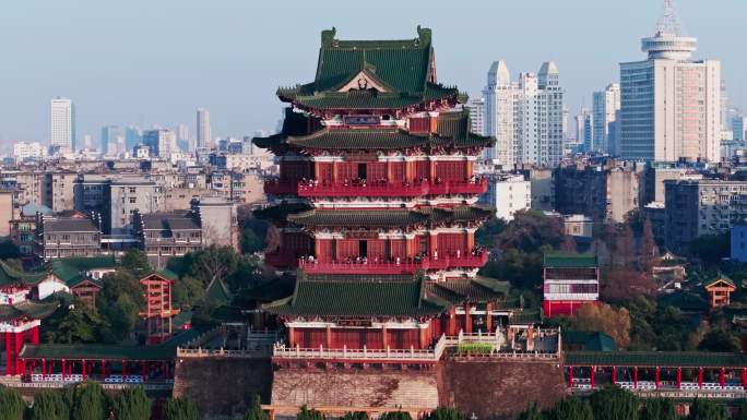 江西南昌滕王阁城市建筑风光航拍