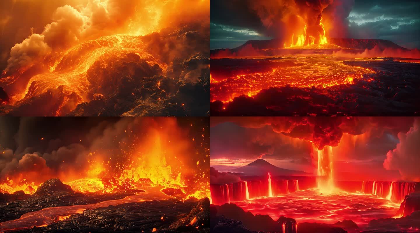 4K火山喷发火海岩浆熔岩【合集】