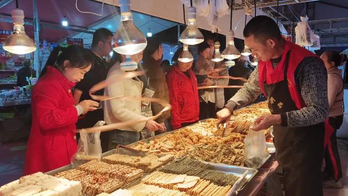 特色地方小吃街 美食小吃夜市 美食试吃