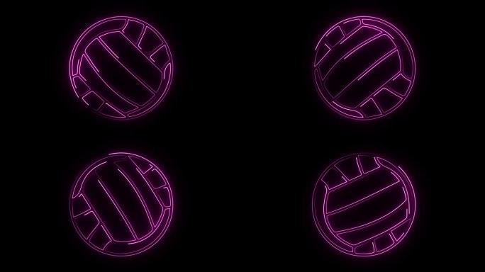 排球数字霓虹视频动画。