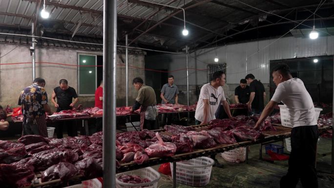 4K 屠宰场 分割牛肉 新鲜牛肉
