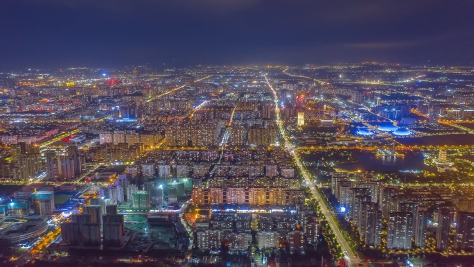 淄博西边大范围高空夜景