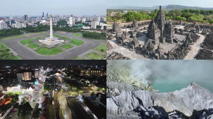 原创 印尼爪哇岛城市地标自然风光航拍合集