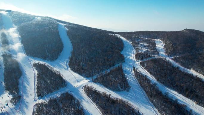 吉林市松花湖滑雪场冬季风光冰雪运动航拍