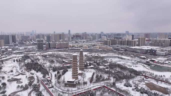 双塔——雪景