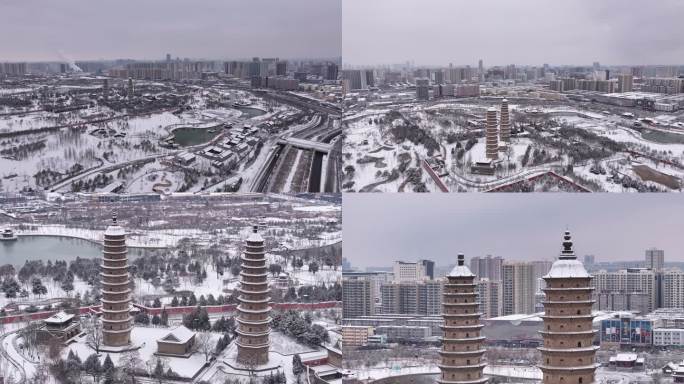 双塔——雪景