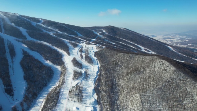 吉林市松花湖滑雪场冬季风光冰雪运动航拍